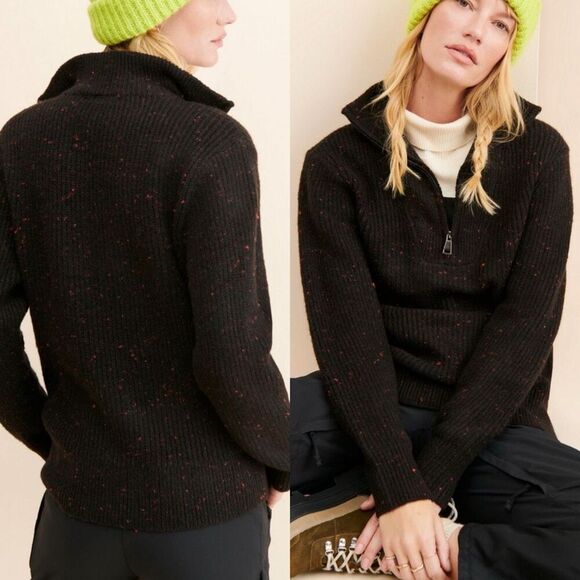 ANTHROPOLOGIE | RD Style Millie Quarter Zip sweater | Large | black red - Picture 3 of 13